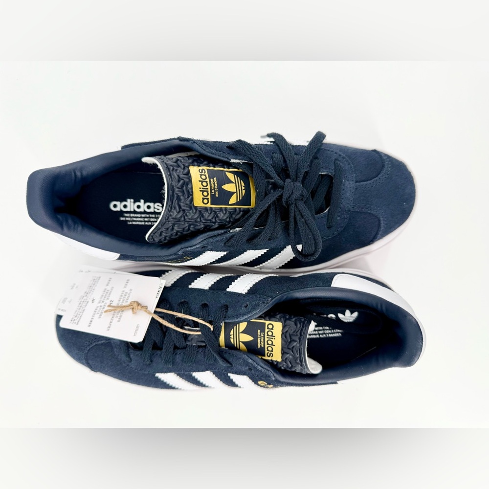 Adidas Gazelle Dark Blue and White Shoes - Picture 8 of 10